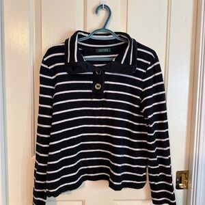 Polo by Ralph Lauren Navy and White Striped Button Down Shirt